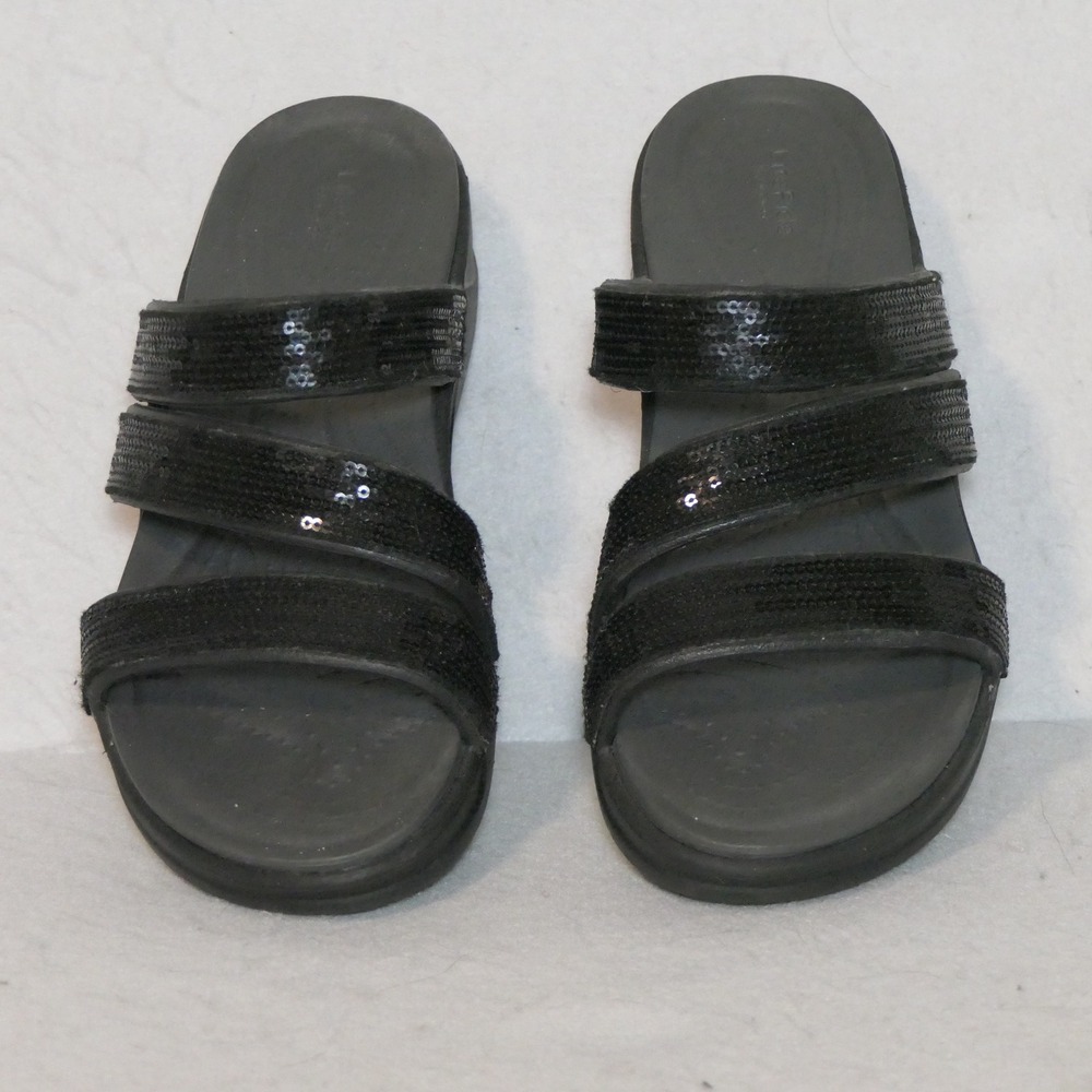 Crocs Women LiteRide Sequin Triple Strap Sandal 8 Black Sparkle Whimsical Beachy